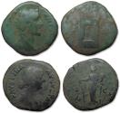 Ancient Coins - Æ Group of 2x sestertius DIVUS Antoninus Pius & Faustina II Junior (34mm & 33mm), Rome mint 147-175 A.D.