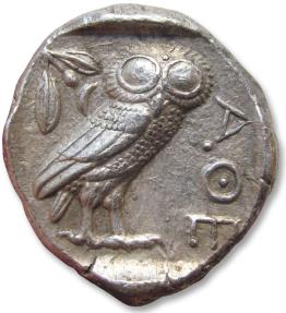 Ancient Coins - AR tetradrachm Attica, Athens 454-404 B.C. - very high quality example of this type -