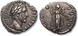 Ancient Coins - AR denarius Antoninus Pius, Rome mint circa 152-153 A.D. - COS IIII, Fortuna reverse -