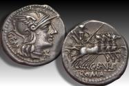 Ancient Coins - AR denarius C. Aburius Geminus, Rome 134 B.C.