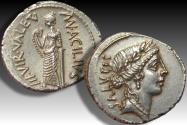 Ancient Coins - AR denarius Mn. Acilius Glabrio. Rome 49 B.C. - rare in this near mint state quality -