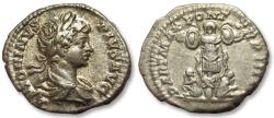 Ancient Coins - AR denarius Caracalla, Rome mint circa 201 A.D. - PART MAX PONT TR P IIII, two captives & trophy -