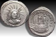 Ancient Coins - AR denarius L. Mussidius Longus, Rome 42 B.C. - Shrine of Venus Cloacina -