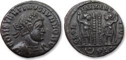 Ancient Coins - Constantine II Caesar AE follis, Lugdunum (Lyon) mint 330-335 A.D. - mintmark (pellet in crescent) PLG -