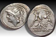 Ancient Coins - AR denarius Q. Minucius Thermus, Rome 103 B.C. - high quality denarius, struck on large flan -