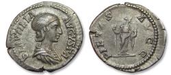 Ancient Coins - AR denarius Plautilla Augusta, Rome mint circa 202-205 A.D. - PIETAS AVGG -