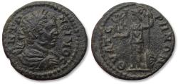 Ancient Coins - Æ 21mm Caracalla, Lydia, Thyateira mint 198-217 A.D. - Athena holding small Nike -