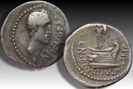 Ancient Coins - AR denarius Cn. Domitius L.f. Ahenobarbus, uncertain mint near Adriatic or Ionian sea 41-40 B.C.