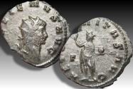 Ancient Coins - Silvered antoninianus Gallienus, Rome mint circa 261-262 A.D. - AETERNITAS AVG with Γ in field