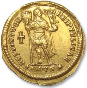 Ancient Coins - AV gold solidus Valens, Antioch mint 364-367 A.D. - officina Є (=5th) -