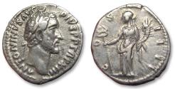 Ancient Coins - Silver denarius Antoninus Pius, Rome mint circa 149-150 A.D. - COS IIII, Felicitas -