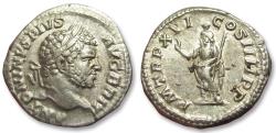 Ancient Coins - AR denarius Caracalla, Rome mint circa 213 A.D. - P M TR P XVI COS IIII P P, Serapis -