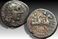 Ancient Coins - AR denarius Q. Minucius Rufus, Rome 122 B.C.