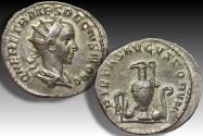Ancient Coins - AR antoninianus Herennius Etruscus as Caesar. Rome mint 249-251 A.D. - PIETAS AVGVSTORVM, emblems of the pontificate -