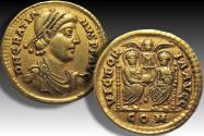 AV gold solidus Gratian / Gratianus, uncertain Northern Italian mint (Mediolanum ?) 378-383 A.D.