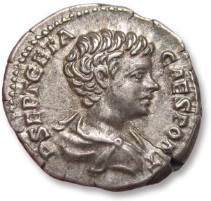 Ancient Coins - AR denarius Geta as Caesar, Rome mint circa 201-202 A.D. - PRINC IVVENTVTIS reverse -