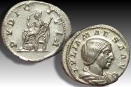 Ancient Coins - AR denarius Julia Maesa, Rome mint 218-220 A.D. - PVDICITIA, sharply struck -
