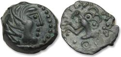 Ancient Coins - AE 16mm (quadrans ?) CELTIC, Northwest Gaul. Senones, Ullucc circa 100-60 B.C. - high quality for the type -