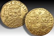 AV gold solidus Constantine V Copronymus, with Leo IV and Leo III, Constantinople mint 764-773 A.D.