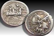 Ancient Coins - AR denarius L. Sempronius Pitio, Rome mint 148 B.C.