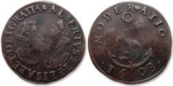 World Coins - Spanish Netherlands AE jeton Antwerp 1608: favorable prospects for Spain