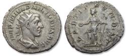 Ancient Coins - Silver antoninianus Philip I The Arab, Rome mint circa 244-245 A.D. - LAETIT FVNDAT - scarcer variety with prow