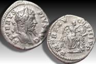Ancient Coins - AR denarius Septimius Severus, Rome mint circa 207 A.D. - P M TR P XV COS III P P Victory inscribing shield