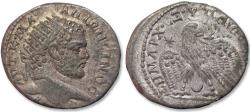 Ancient Coins - AR tetradrachm Caracalla, MESOPOTAMIA, Carrhae mint circa 215-217 A.D. - variety with crescent symbol