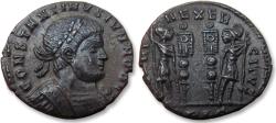 Ancient Coins - Constantine II Caesar AE follis, Lugdunum (Lyon) mint 330-332 A.D. - mintmark PLG - traces of original silvering