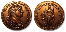 World Coins - France 5th Republic: large copper medal Roman emperor Trajan / Trajanus
