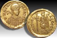 Ancient Coins - AV gold solidus Pseudo-Imperial issue, struck in name of Emperor Zeno (struck under Ostrogoths) 476-491 A.D.