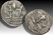 Ancient Coins - AR quinarius C. Egnatuleius, Rome mint 97 B.C. - well centered & sharply struck example -