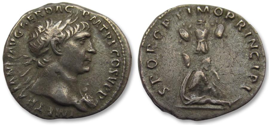 AR denarius Trajan / Trajanus - DACIA CAPTA commemorative - Rome mint ...