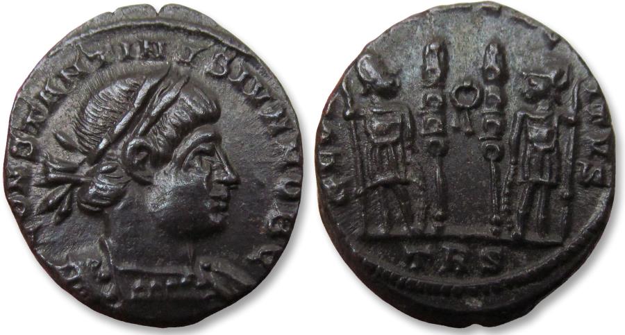 Ancient Coins - Constantine II Caesar AE follis,Treveri (Trier) mint 330-335 A.D. - wreath + TRS -