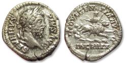 Ancient Coins - AR silver denarius Septimius Severus, Rome circa 203 A.D. - INDVLGENTIA AVGG / IN CARTH Dea Caelestis -