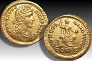 Ancient Coins - AV gold solidus Theodosius I, Constantinople mint, 1st officina 380-381 A.D.