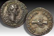Ancient Coins - AR denarius Nerva, Rome 97 A.D. - CONCORDIA EXERCITVVM - stunning coin