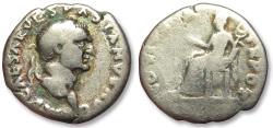 Ancient Coins - AR denarius Vespasian / Vespasianus, Rome mint circa 70 A.D. - COS ITER POT reverse -