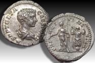 Ancient Coins - AR silver denarius Geta as Caesar, Rome mint circa 201-202 A.D. - PRINC IVVENTVTIS reverse - beautifully struck