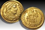 Ancient Coins - AV gold solidus Valens, Antioch mint 10th officina 364-367 A.D. - mintmark ANTI - nearly as minted, a beauty!