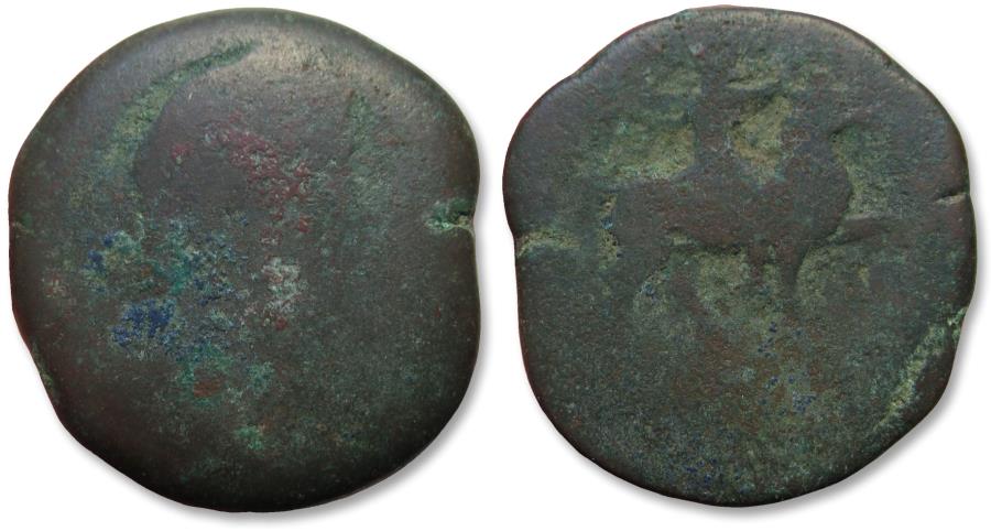 Ancient Coins - AE 30mm drachm Antoninus Pius, Alexandria, Egypt - emperor on horseback reverse -