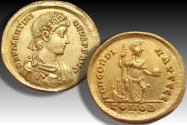 Ancient Coins - AV gold solidus Valentinianus II, Constantinople mint, 5th officina 388-392 A.D.