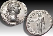 Ancient Coins - AR denarius Trajan / Trajanus, Rome mint circa 112-117 A.D. - P M TR P COS VI P P S P Q R - Bonus Eventus