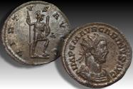 Ancient Coins - Silvered antoninianus Carinus as Augustus, Lugdunum mint circa 284 A.D. - VIRTVS AVGG / A - rare in this mint state !