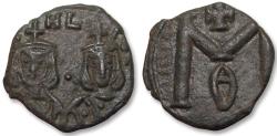 Ancient Coins - AE follis Michael II and Theophilus, Syracuse mint - Ex Munzen Auktion Essen, with ticket - circa 821-829 A.D.