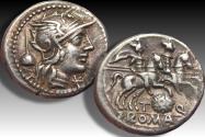 Ancient Coins - AR denarius T. Quinctius Flamininus, Rome mint 126 B.C. - well centered on both sides -