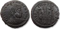 Ancient Coins - Constantius II Caesar AE follis, Treveri (Trier) mint 332-333 A.D. - mintmark TR•S, rare obverse legend variety?