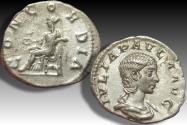 Ancient Coins - AR denarius Julia Paula, Rome mint 219-220 A.D. - CONCORDIA reverse - great portrait