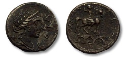 Ancient Coins - AR denarius Mn. Aemilius Lepidus, Rome 114-113 B.C.