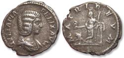 Ancient Coins - AR silver denarius Julia Domna, Rome mint circa 211-215 A.D. - MATRI DEVM -